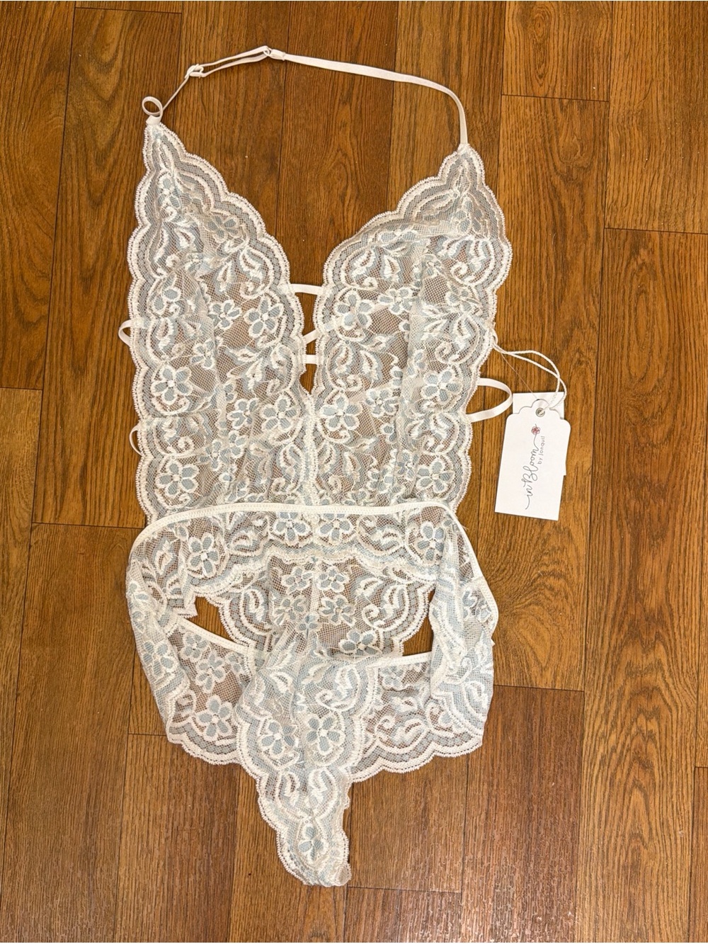 Sheer White Lace Plunge Chemise with Scallop Trim - Women's Intimates